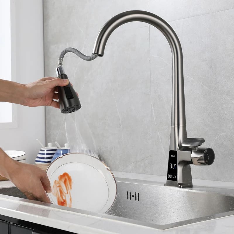 Torneira Para Cozinha Gourmet Monocomando Com Sensor Temperatura Rotação 360°