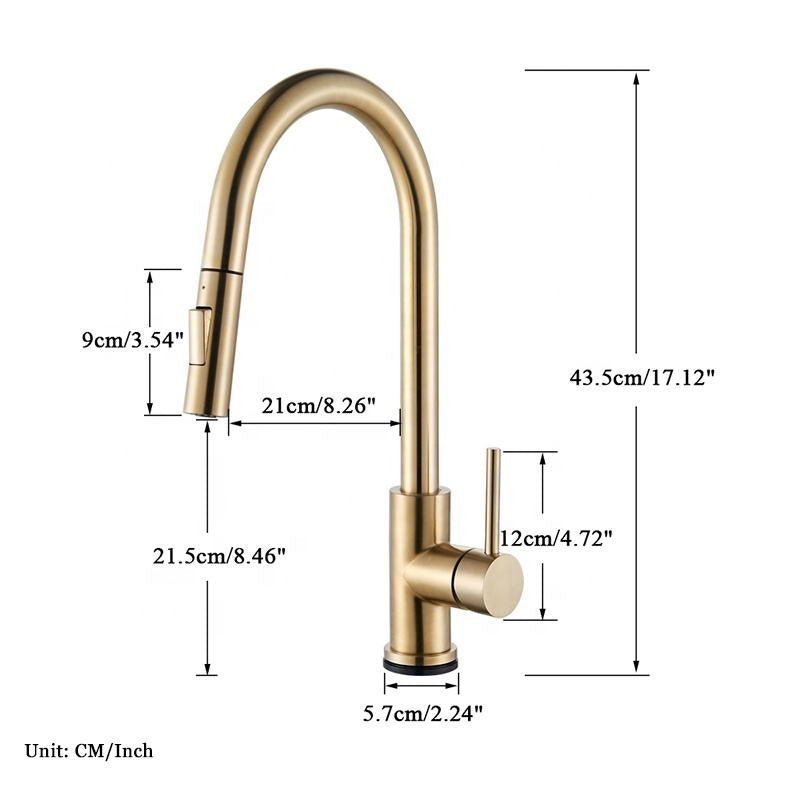 Torneira Monocomando para Cozinha Touch 360 Dourado Brilhante