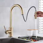Torneira Monocomando para Cozinha Touch 360 Dourado Brilhante