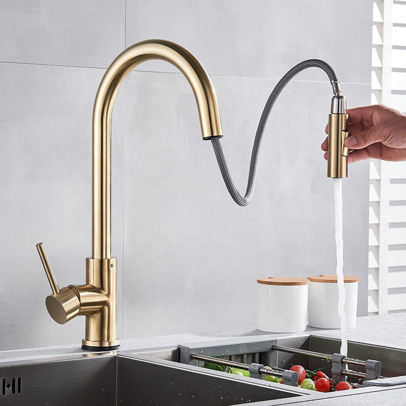 Torneira Monocomando para Cozinha Touch 360 Dourado Brilhante