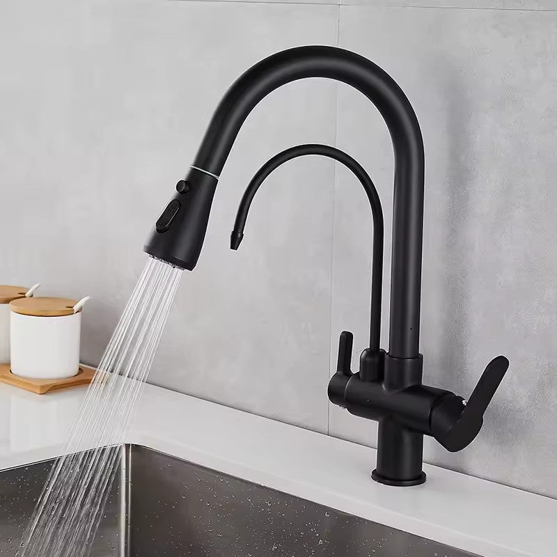 Torneira Com Filtro Para Cozinha Preta Gourmet Monocomando
