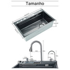 Kit Cuba Cozinha Cascata Gourmet Aço Inox Com Torneira Flexível