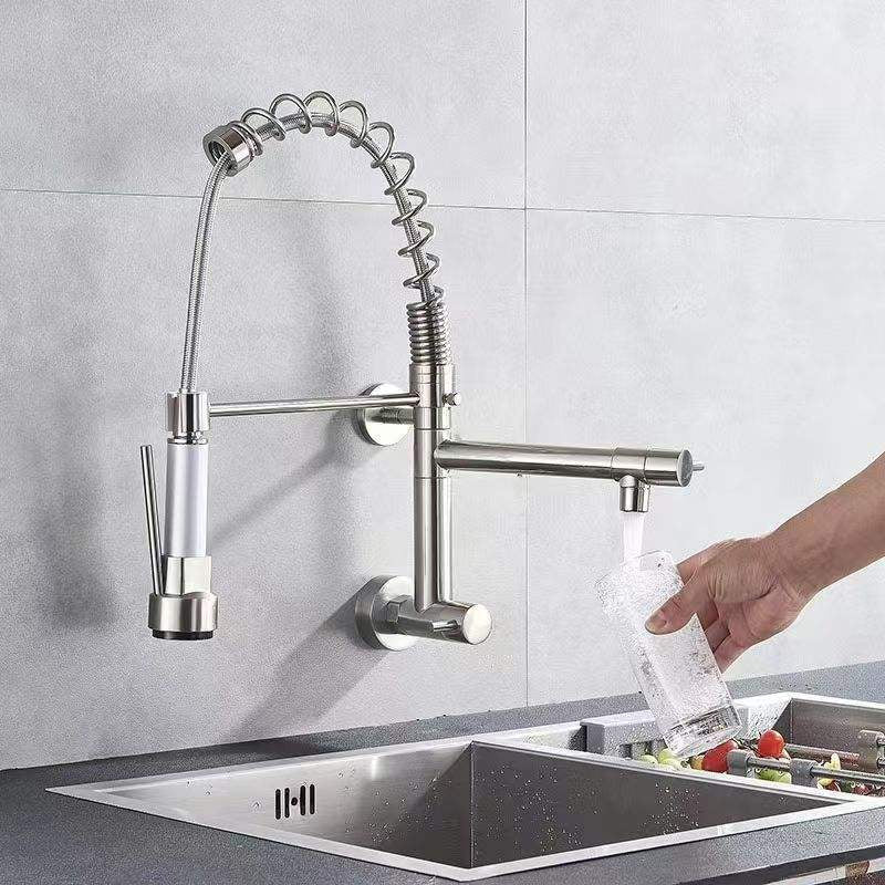 Torneira De Parede Para Cozinha Níquel Escovado