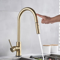 Torneira Monocomando para Cozinha Touch 360 Dourado Brilhante