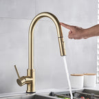 Torneira Monocomando para Cozinha Touch 360 Dourado Brilhante