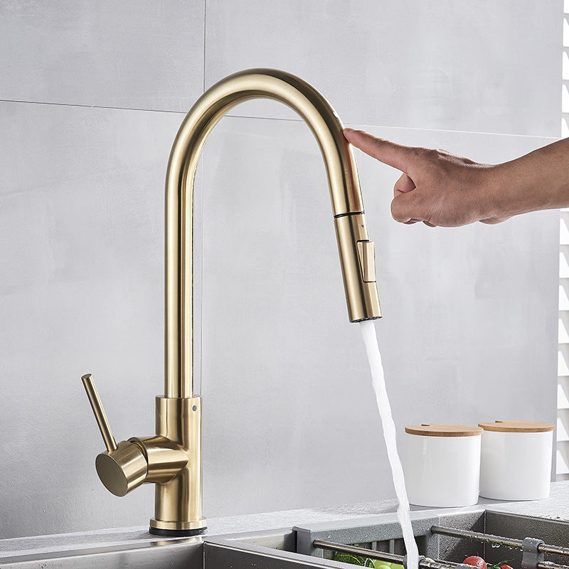 Torneira Monocomando para Cozinha Touch 360 Dourado Brilhante