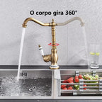 Torneira Monocomando Banheiro Antique Dourado Escovado Tipo 3