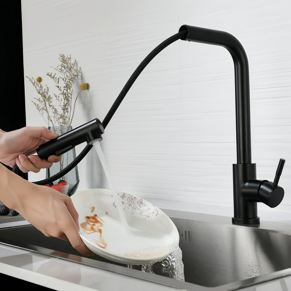 Torneira Gourmet Retratil 360 Monocomando Preto Fosco para Cozinha