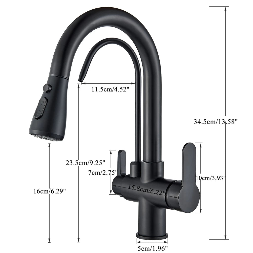 Torneira Com Filtro Para Cozinha Preta Gourmet Monocomando