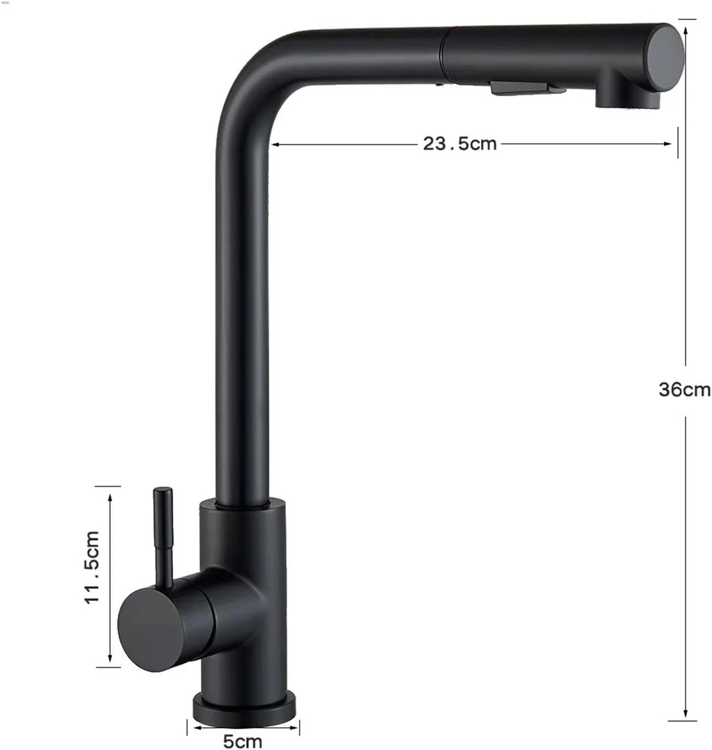 Torneira Gourmet Retratil 360 Monocomando Preto Fosco para Cozinha