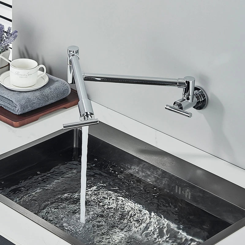Torneira Gourmet Cozinha Montada Na Parede 360° Flexível Bico Longo