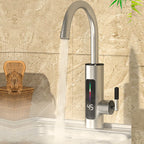 Torneira Elétrica Para Cozinha e Banheiro Com Visor de Temperatura Regulagem e Giratória 360° Aço Inoxidável