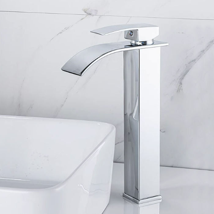 Torneira Banheiro Cascata Alta Metal Inox Monocomando 30cm