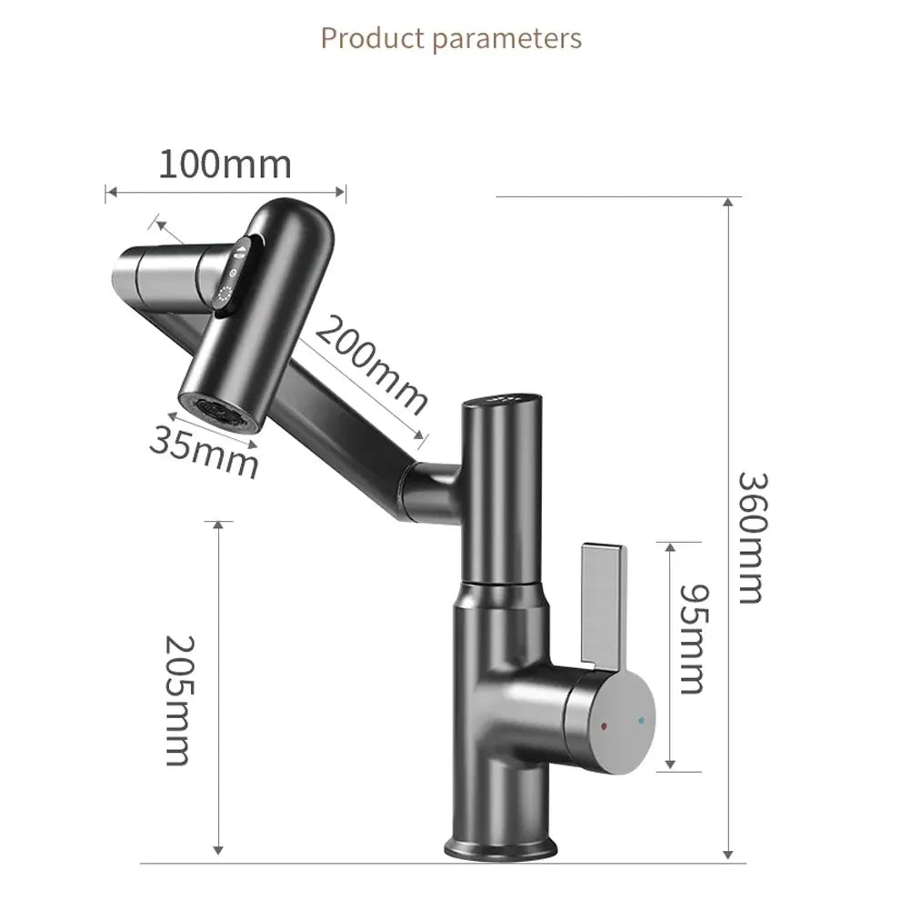 Torneira Monocomando Para Banheiro Com Rotação 360 e Display Digital Modelo Axis Elite