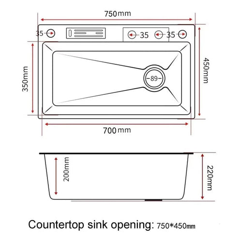 Cuba Pia Dourada Cozinha Gourmet Quadrada 75x45cm Aço Inoxidável 304 Com Acessórios Completos