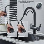 Torneira Com Filtro Para Cozinha Preta Gourmet Monocomando