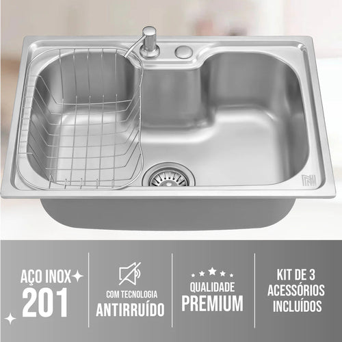 Cuba Pia Cozinha Gourmet 60x42cm Aço Inox 201