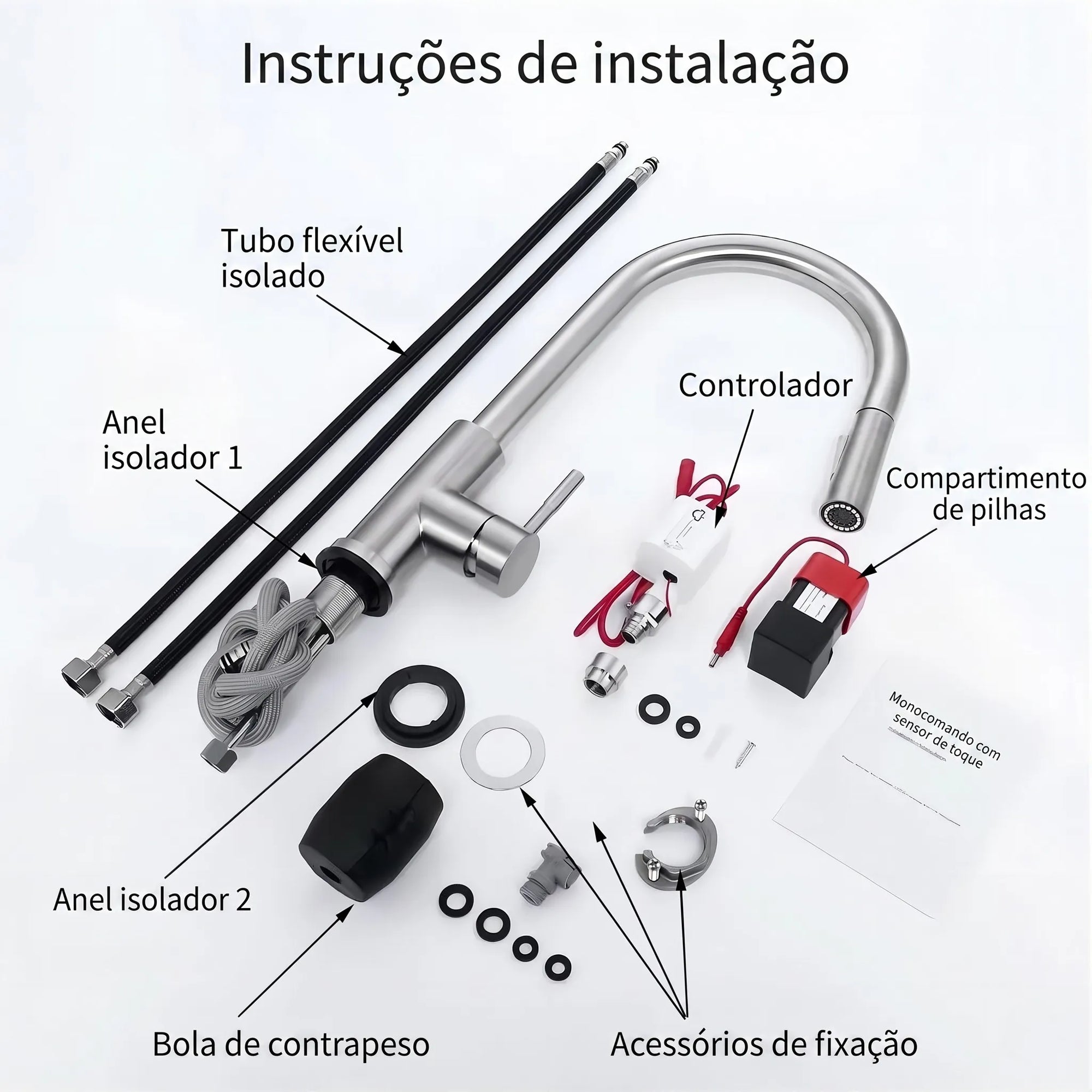 Torneira Monocomando para Cozinha Touch 360 Níquel Escovado