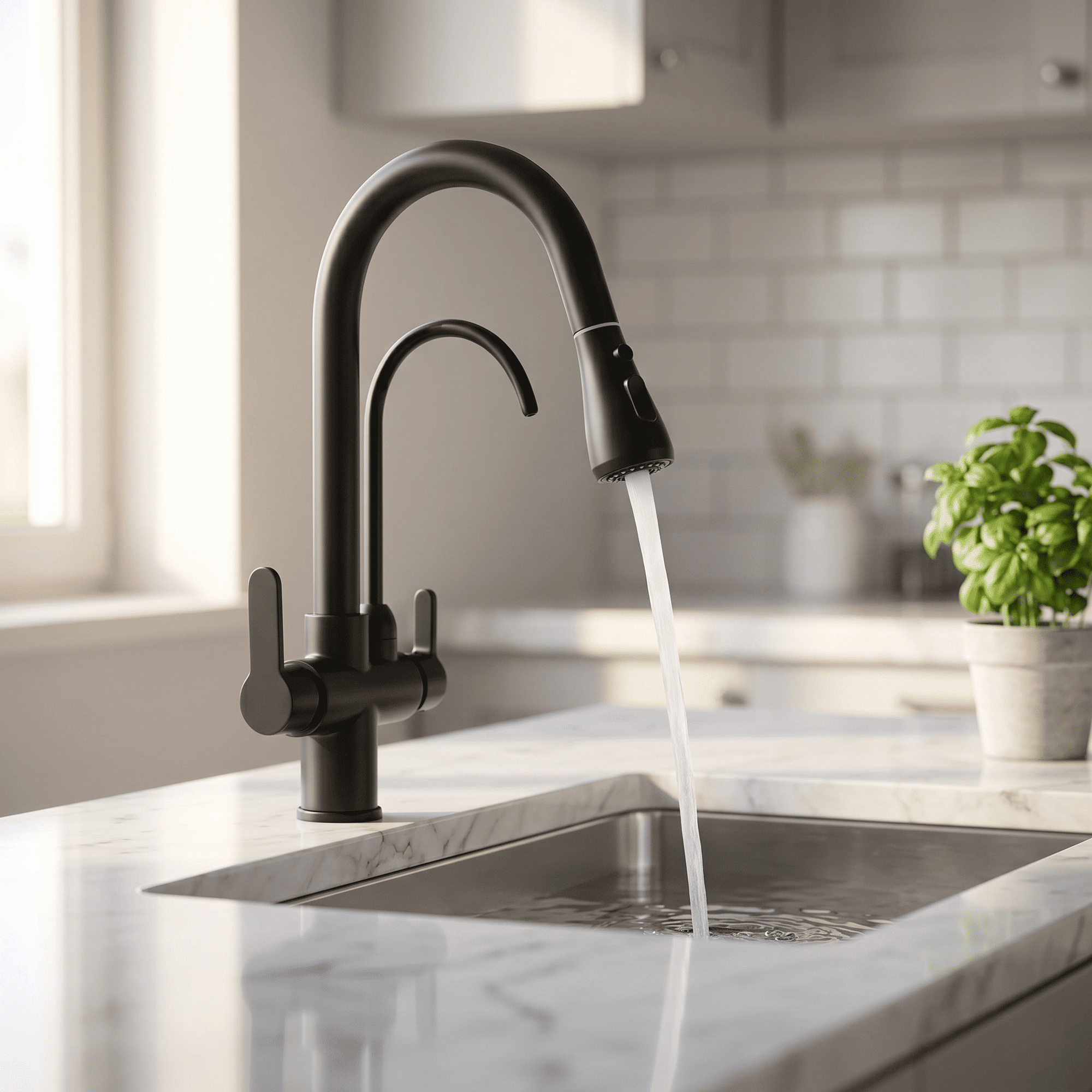 Torneira Com Filtro Para Cozinha Preta Gourmet Monocomando