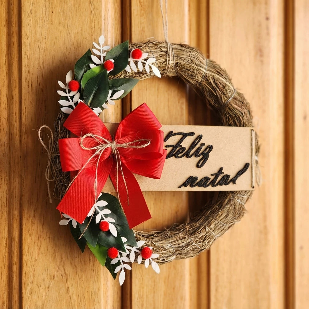 Guirlanda de Natal Luxo Decorada 30cm para Porta