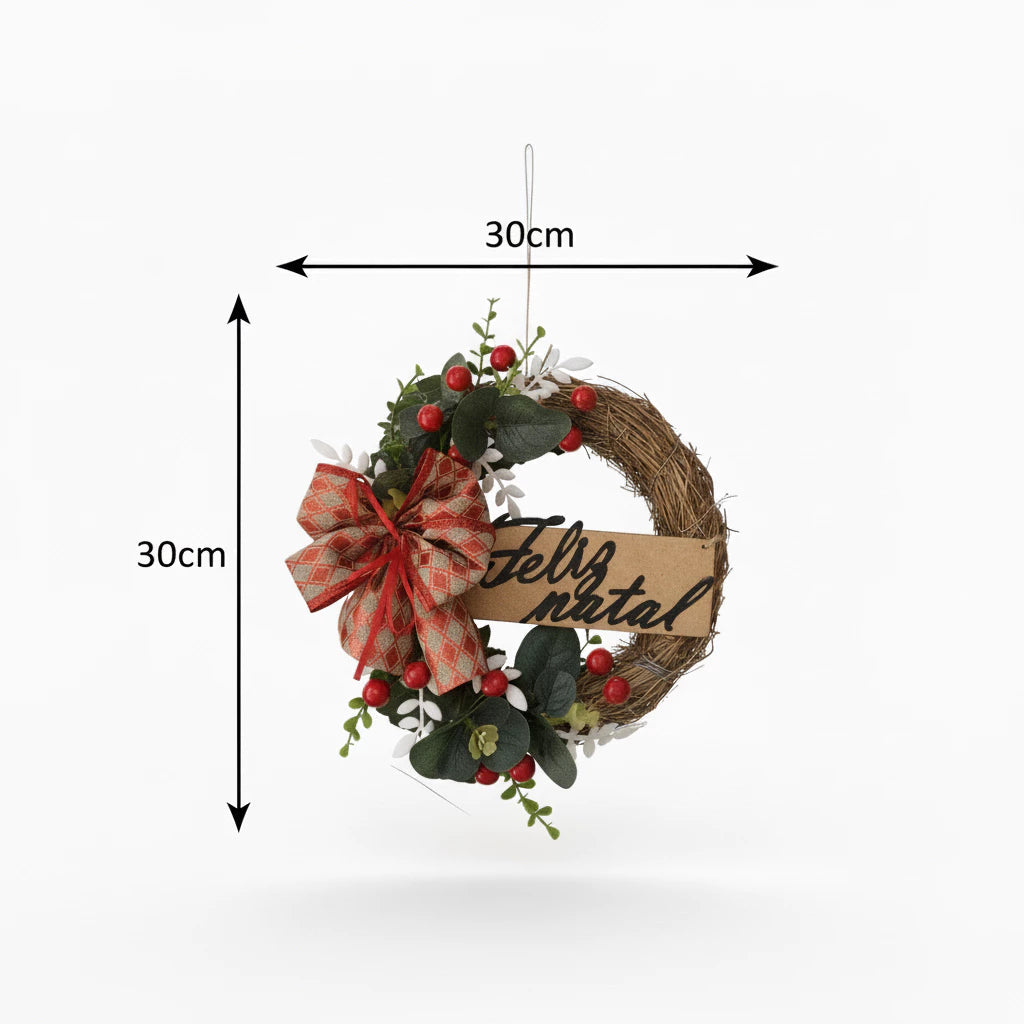 Guirlanda de Natal Luxo Decorada 30cm para Porta