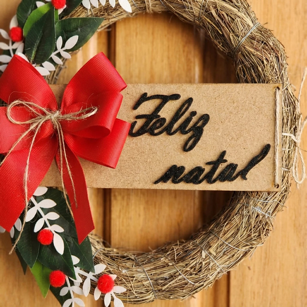 Guirlanda de Natal Luxo Decorada 30cm para Porta