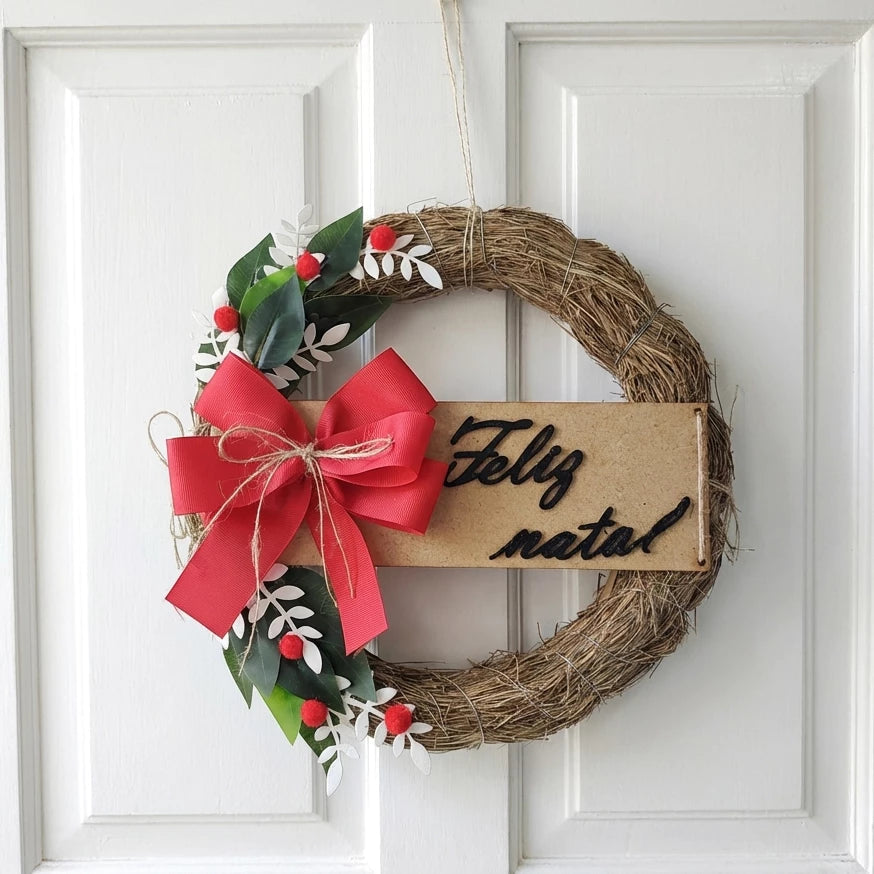 Guirlanda de Natal Luxo Decorada 30cm para Porta