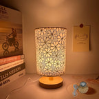 Luminária de Mesa Fleurie Base de Madeira Abajur Floral Aquavera