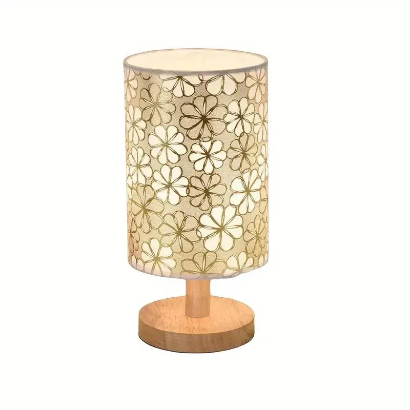 Luminária de Mesa Fleurie Base de Madeira Abajur Floral Aquavera