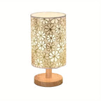 Luminária de Mesa Fleurie Base de Madeira Abajur Floral Aquavera