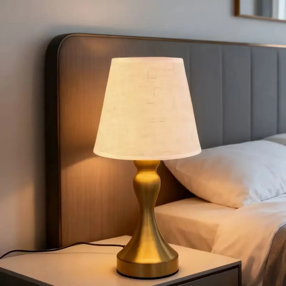 Luminária de Mesa Toile Estilo Nórdico Abajur Tecido Regulável Aquavera
