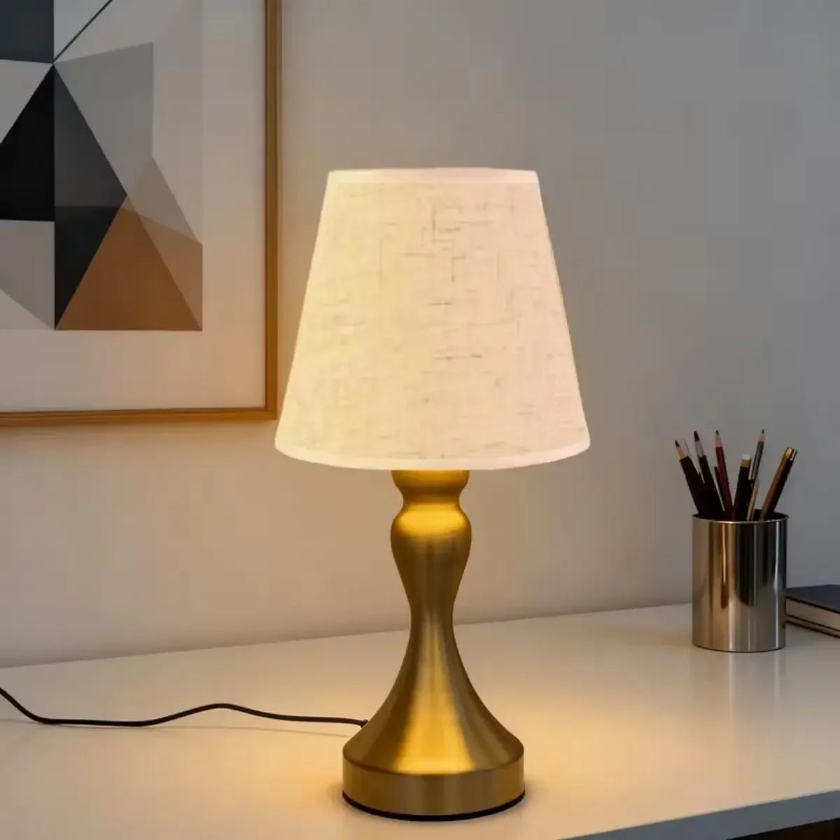 Luminária de Mesa Toile Estilo Nórdico Abajur Tecido Regulável Aquavera