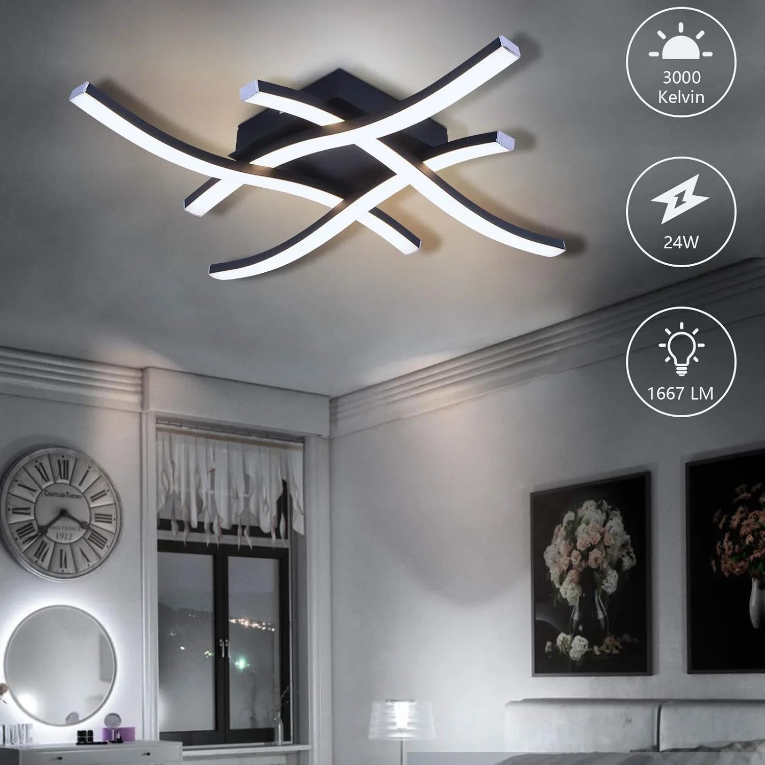 Luminária Led com Design Curvo 3 Cores para Sala e Quarto Aquavera