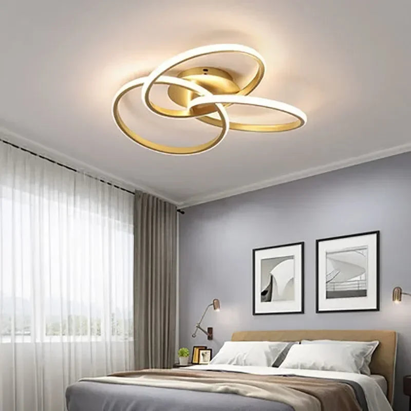 Luminária Led Trefoil Regulável Preta Branca e Dourada para Sala Aquavera