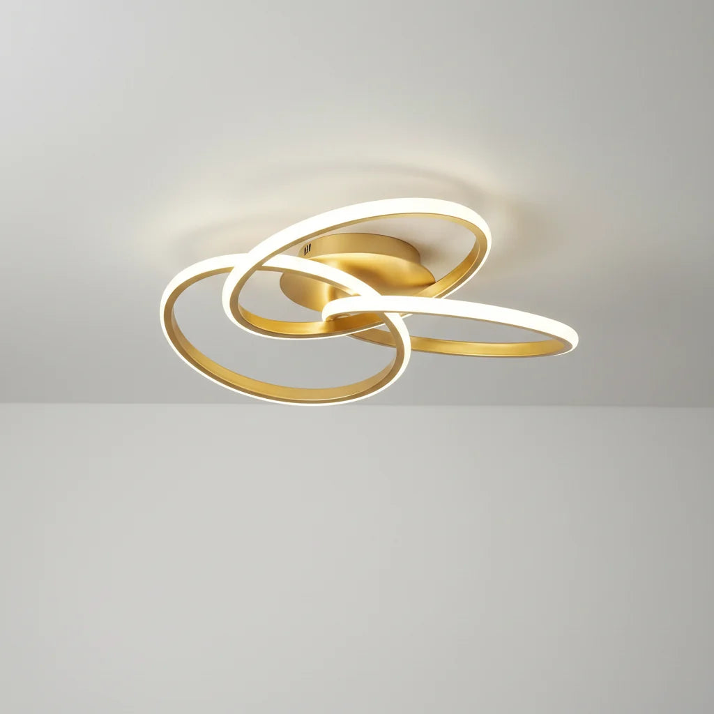 Luminária Led Trefoil Regulável Preta Branca e Dourada para Sala Aquavera