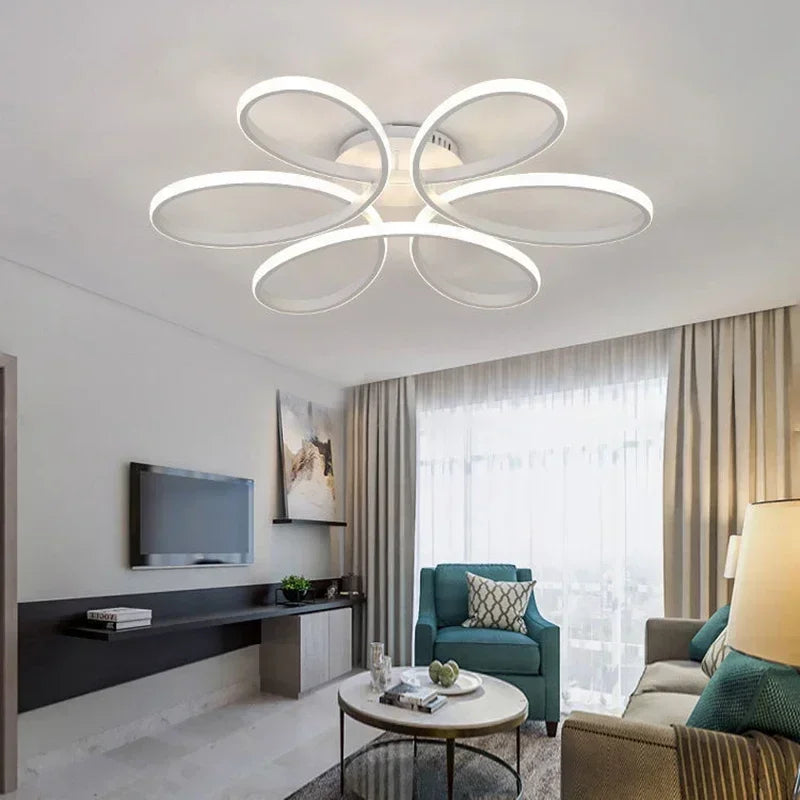 Lustre de Teto em Alumínio com Design Floral para Sala e Quarto Aquavera
