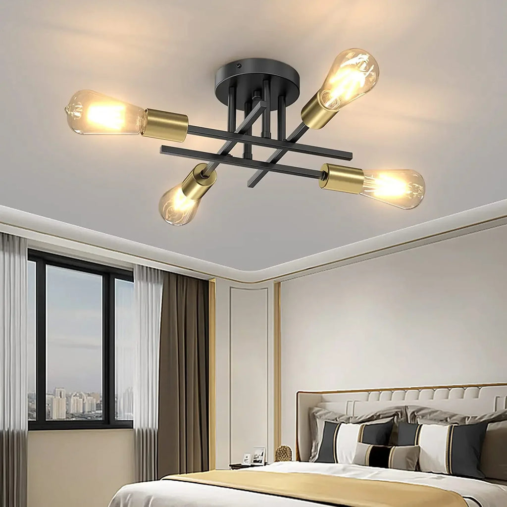 Lustre de Teto Moderno Preto com Design Sputnik para Sala Aquavera