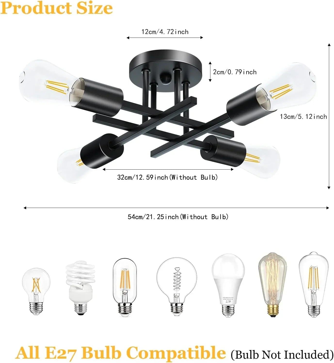 Lustre de Teto Moderno Preto com Design Sputnik para Sala Aquavera