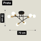 Lustre Led Nórdico Preto e Dourado para Quarto e Sala Aquavera
