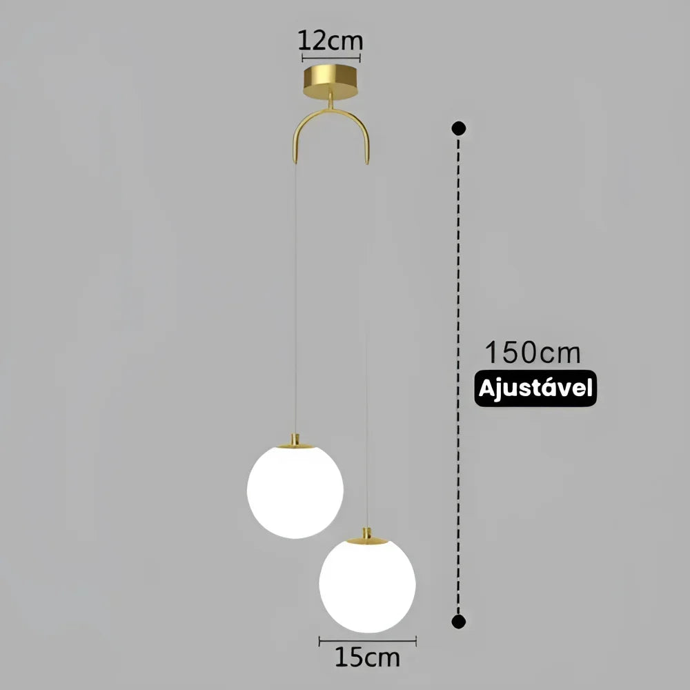 Lustre Pendente de Vidro com Led para Sala e Quarto Aquavera