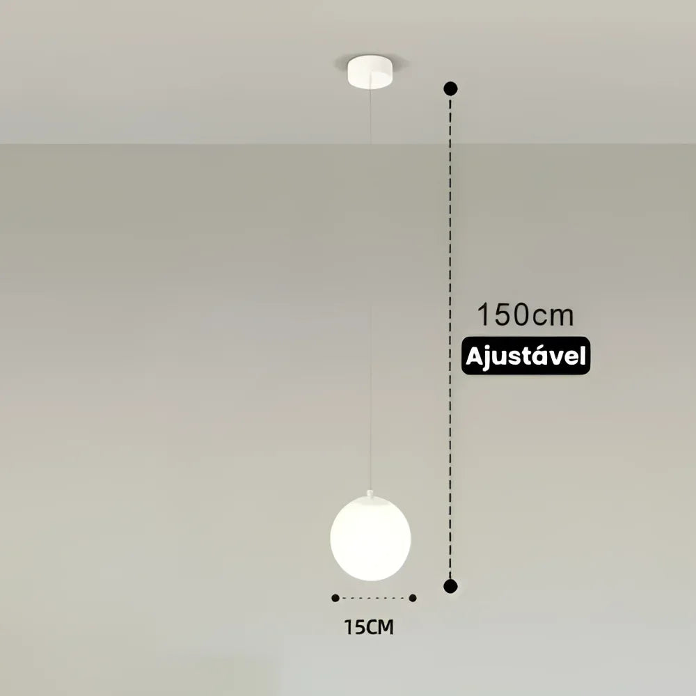 Lustre Pendente de Vidro com Led para Sala e Quarto Aquavera