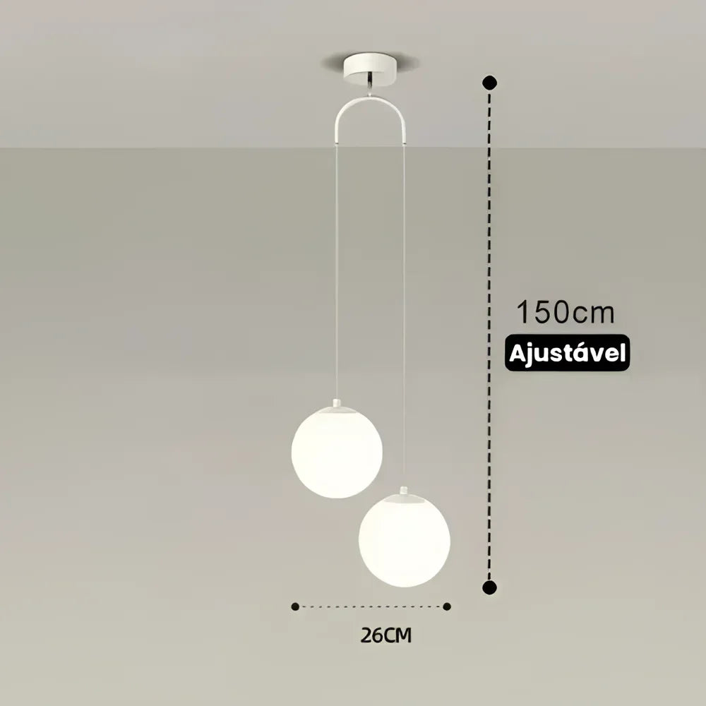 Lustre Pendente de Vidro com Led para Sala e Quarto Aquavera