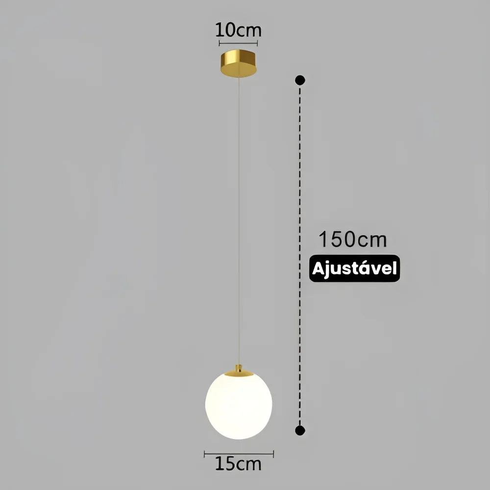 Lustre Pendente de Vidro com Led para Sala e Quarto Aquavera