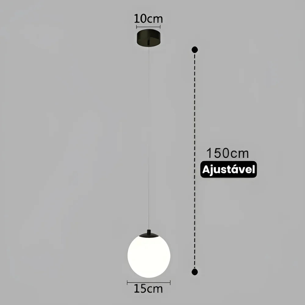 Lustre Pendente de Vidro com Led para Sala e Quarto Aquavera