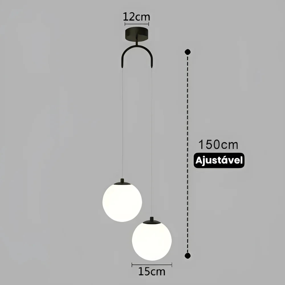 Lustre Pendente de Vidro com Led para Sala e Quarto Aquavera