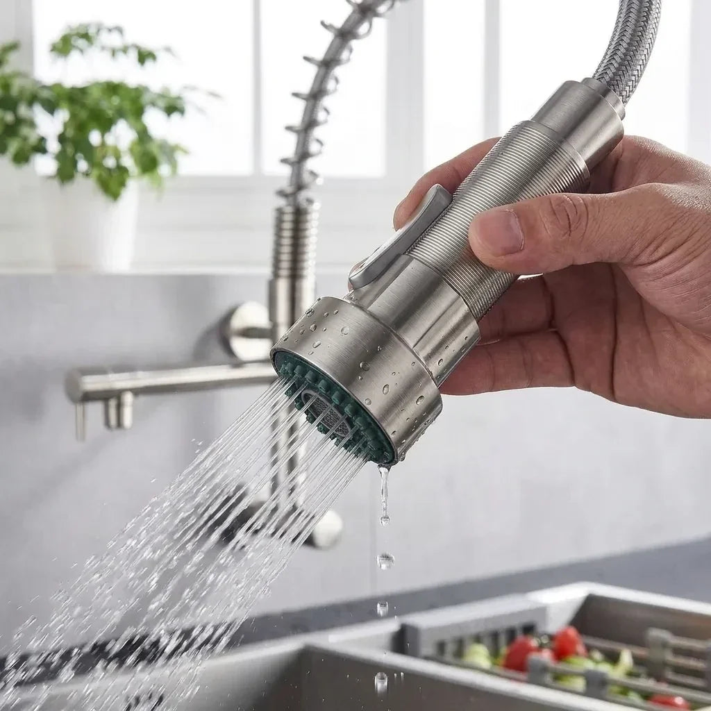 Torneira De Parede Para Cozinha Níquel Escovado