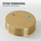 Torneira Misturador Banheiro Cascata Bancada 360° Aço Inox 2 Furos Dourado Escovado
