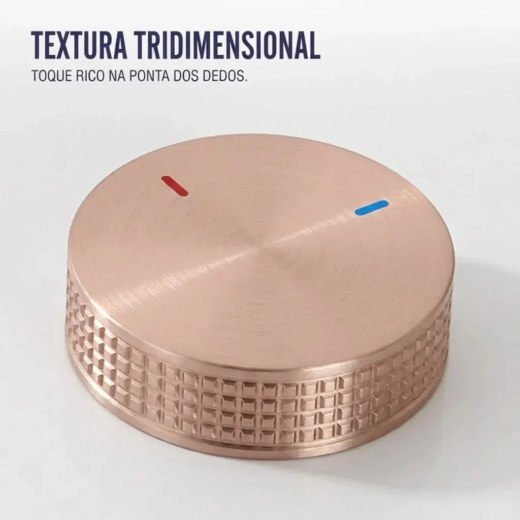 Torneira Misturador Banheiro Cascata Bancada 360° Aço Inox 2 Furos Ouro Rosé Escovado