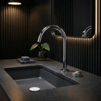 Torneira Misturador Banheiro Cascata Bancada 360° Aço Inox 2 Furos Cromada Brilhante