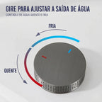 Torneira Misturador Banheiro Cascata Bancada 360° Aço Inox 2 Furos Cinza Fosco